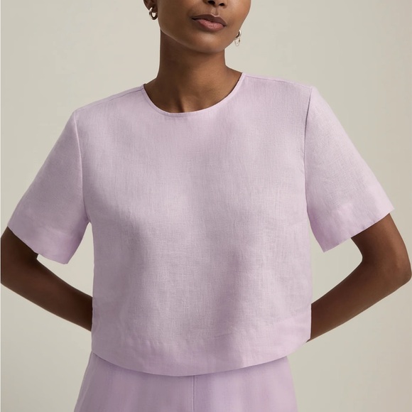 Favorite Daughter Easy Breezy Crop Linen Crop Pullover Boxy Top in Wisteria Musk - Picture 1 of 9